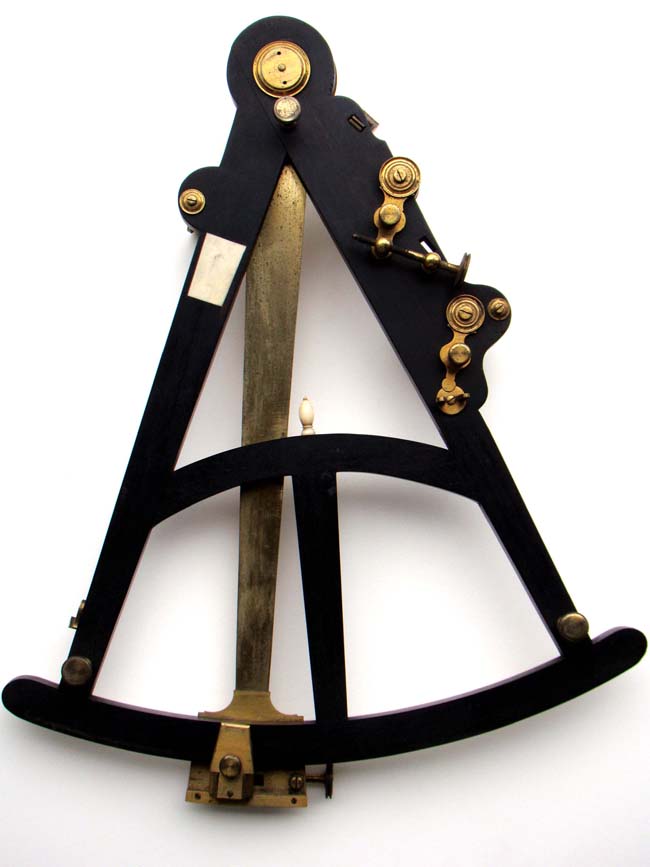 A fine and rare 18th Century ivory inlaid and brass mounted ebony Octant     having its 18 1/4" index arm engraved "Thomas Broderick 1790." — image 4